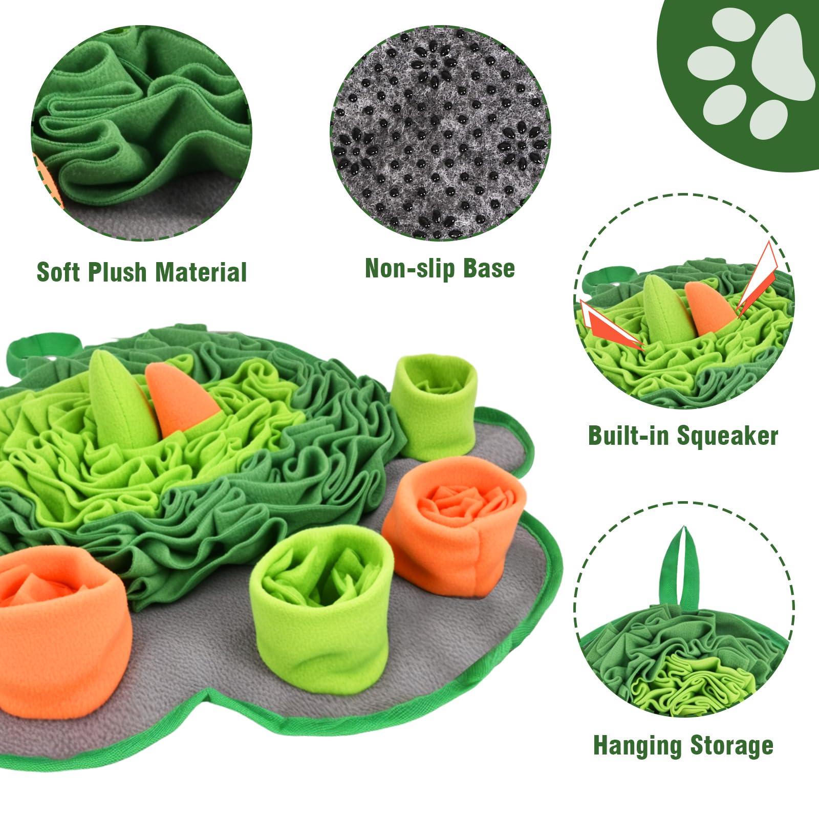 Atiansen snuffle mat non-slip base keeps mat in place