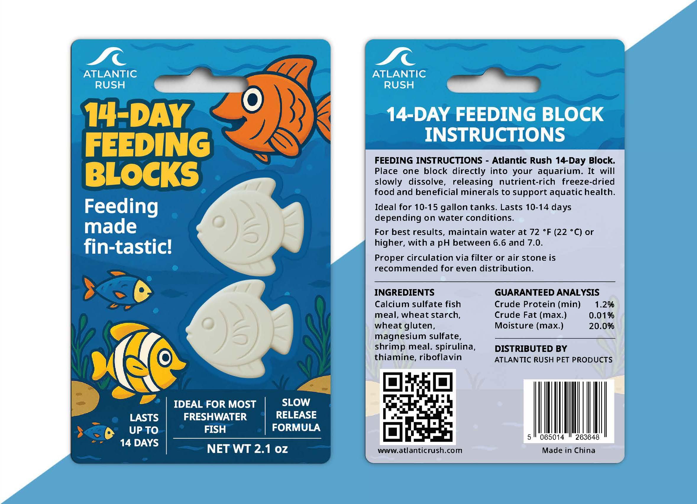 Atlantic Rush Vacation Feeder closeup shows slow-dissolving blocks for calm feeding.