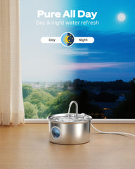 ATMZIQXR cat water fountain 4-stage filtration close-up shows cleaner water.