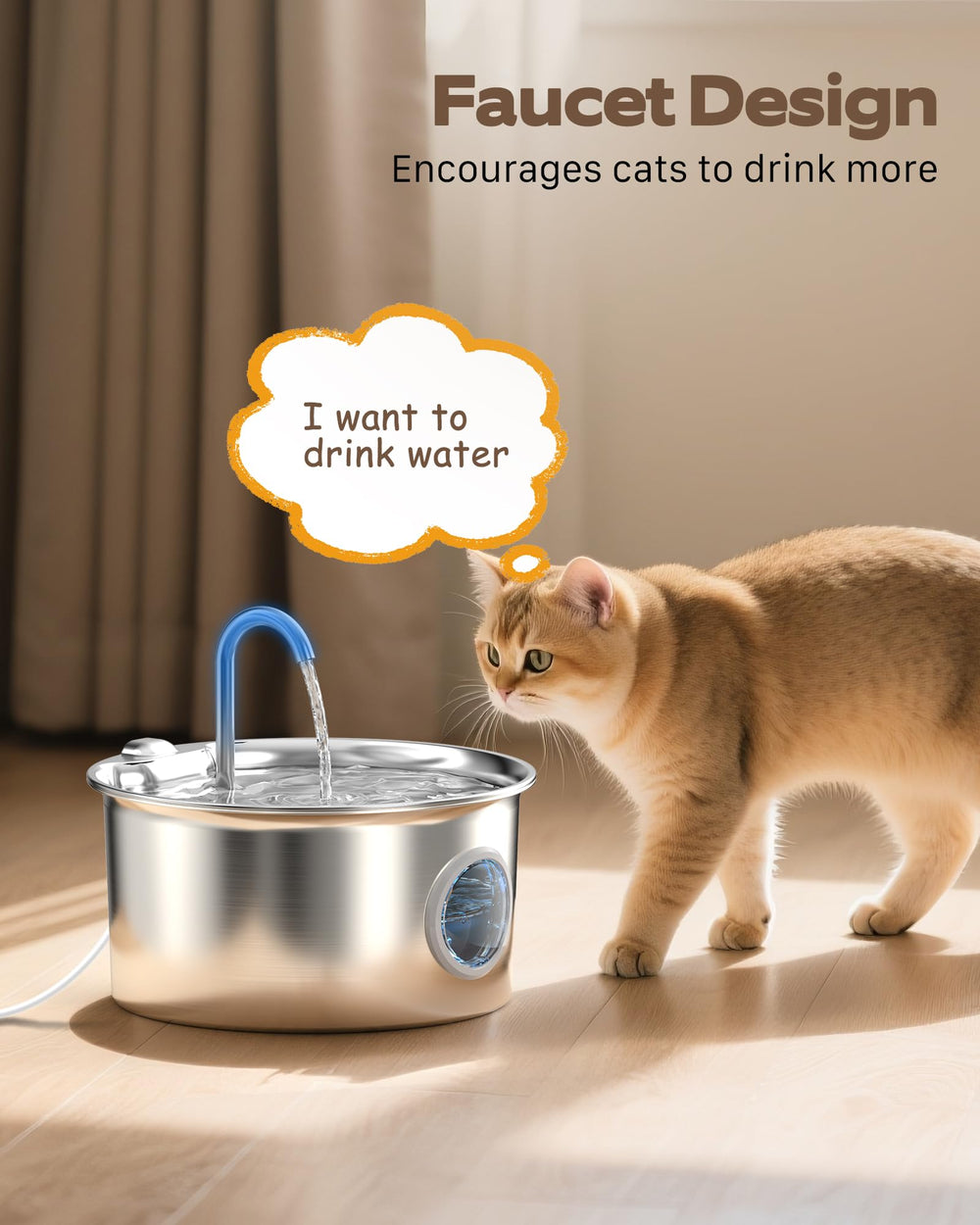 ATMZIQXR cat water fountain easy-refill design simplifies daily top-ups