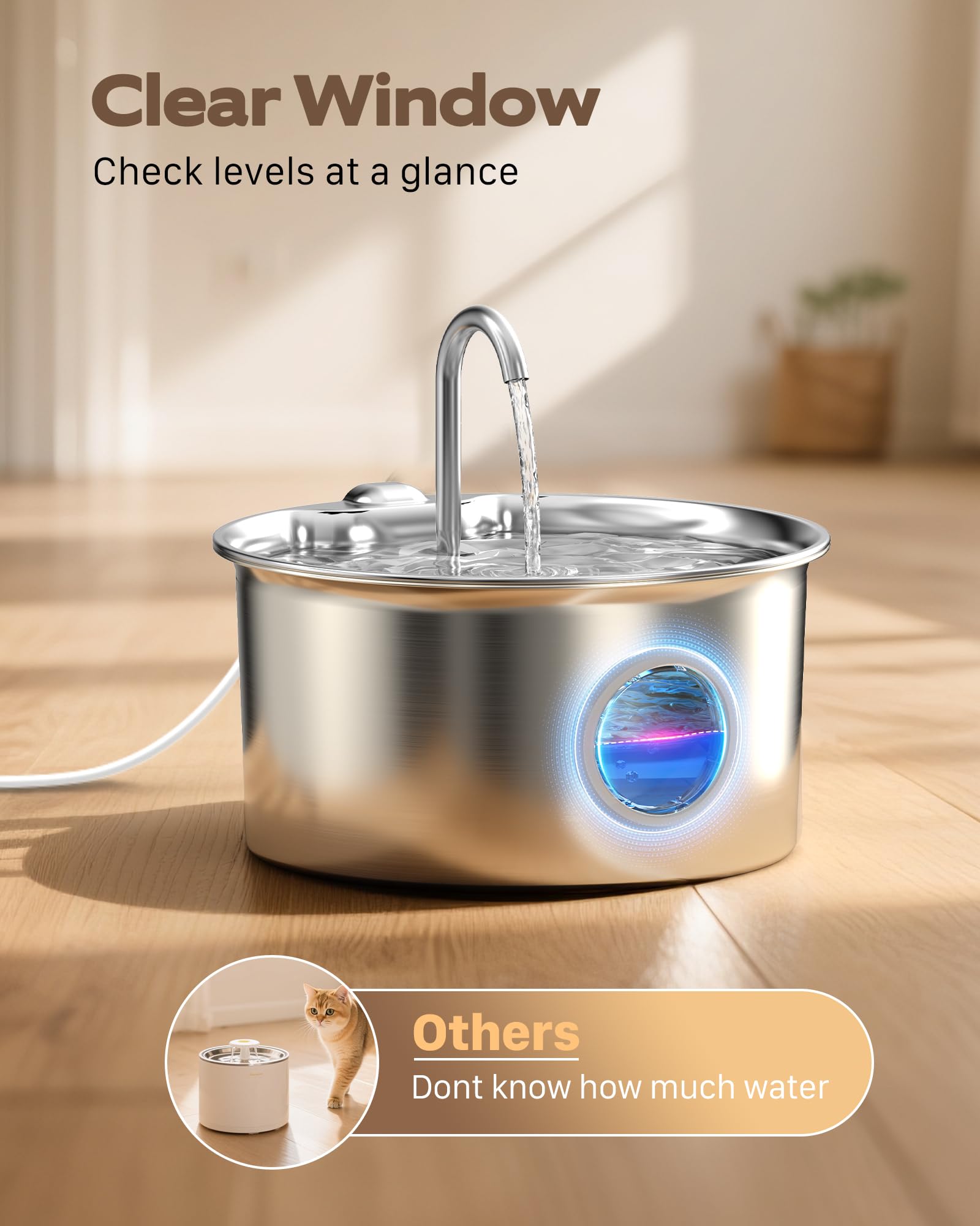 ATMZIQXR cat fountain pump close-up demonstrates quiet operation for peaceful rooms.