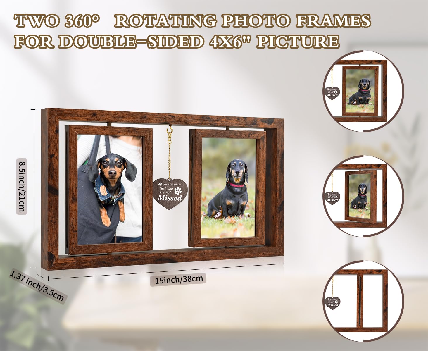 ATOBART twin-rotating-wood-frames front-view showing easy photo flipping