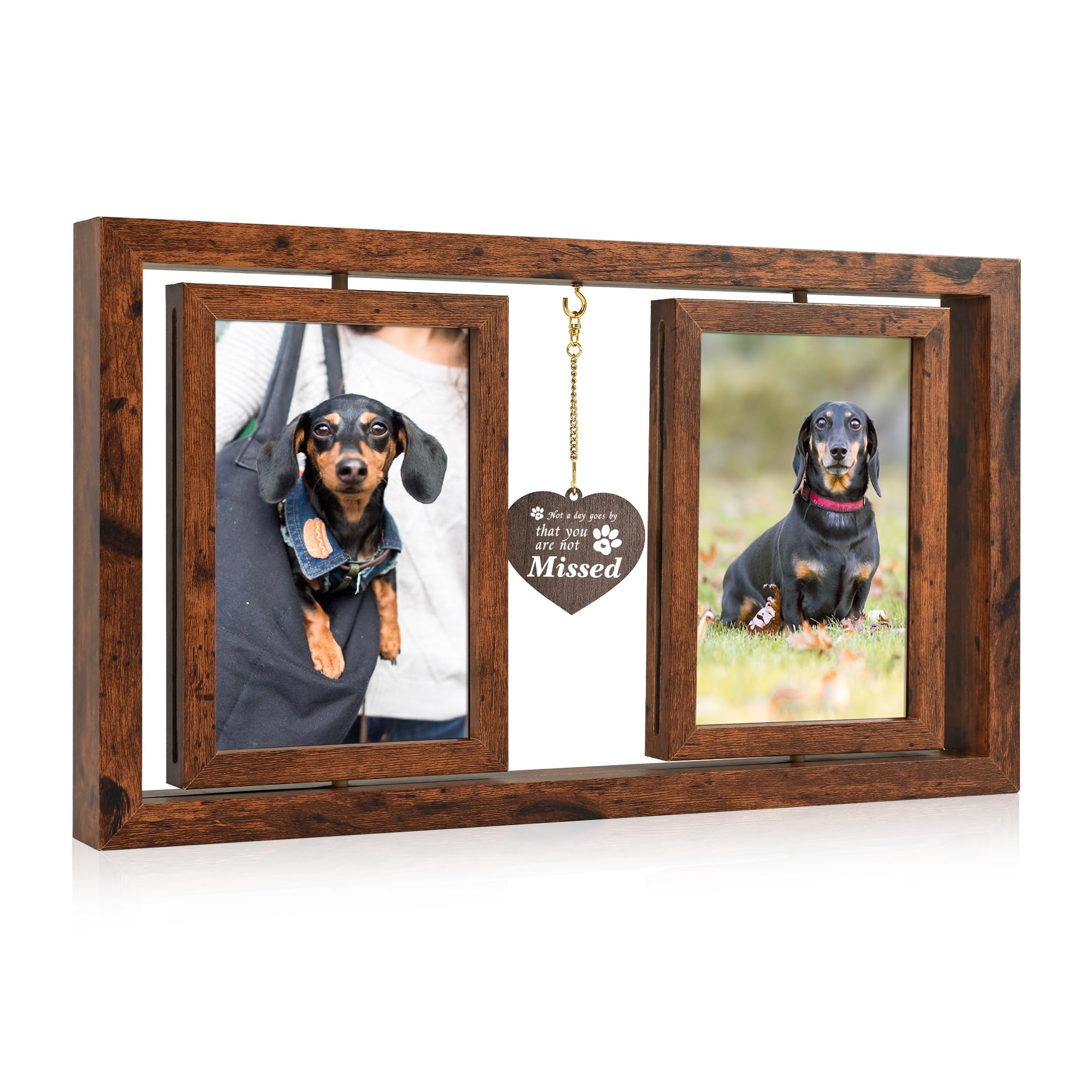 ATOBART twin-rotating-wood-frames side-view display to honor multiple pet memories