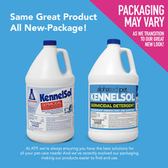 ATP KennelSol 1-gallon container ready for daily kennel cleaning routine
