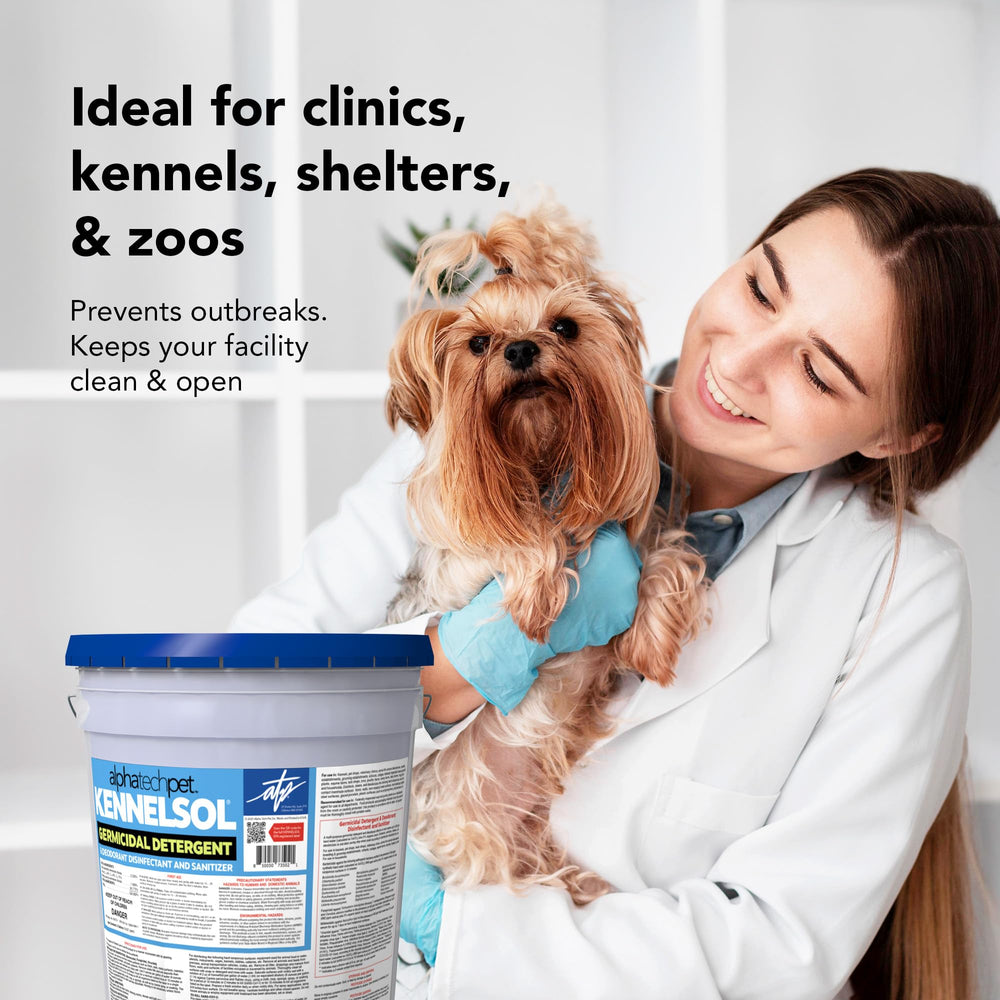 ATP KennelSol 5-gallon container highlights cost-effective bulk disinfectant for daily care