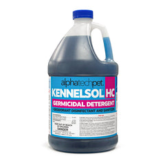 Alpha Tech Pet KennelSol HC bottle front view highlighting 3-in-1 cleaner, disinfectant, deodorizer for kennels