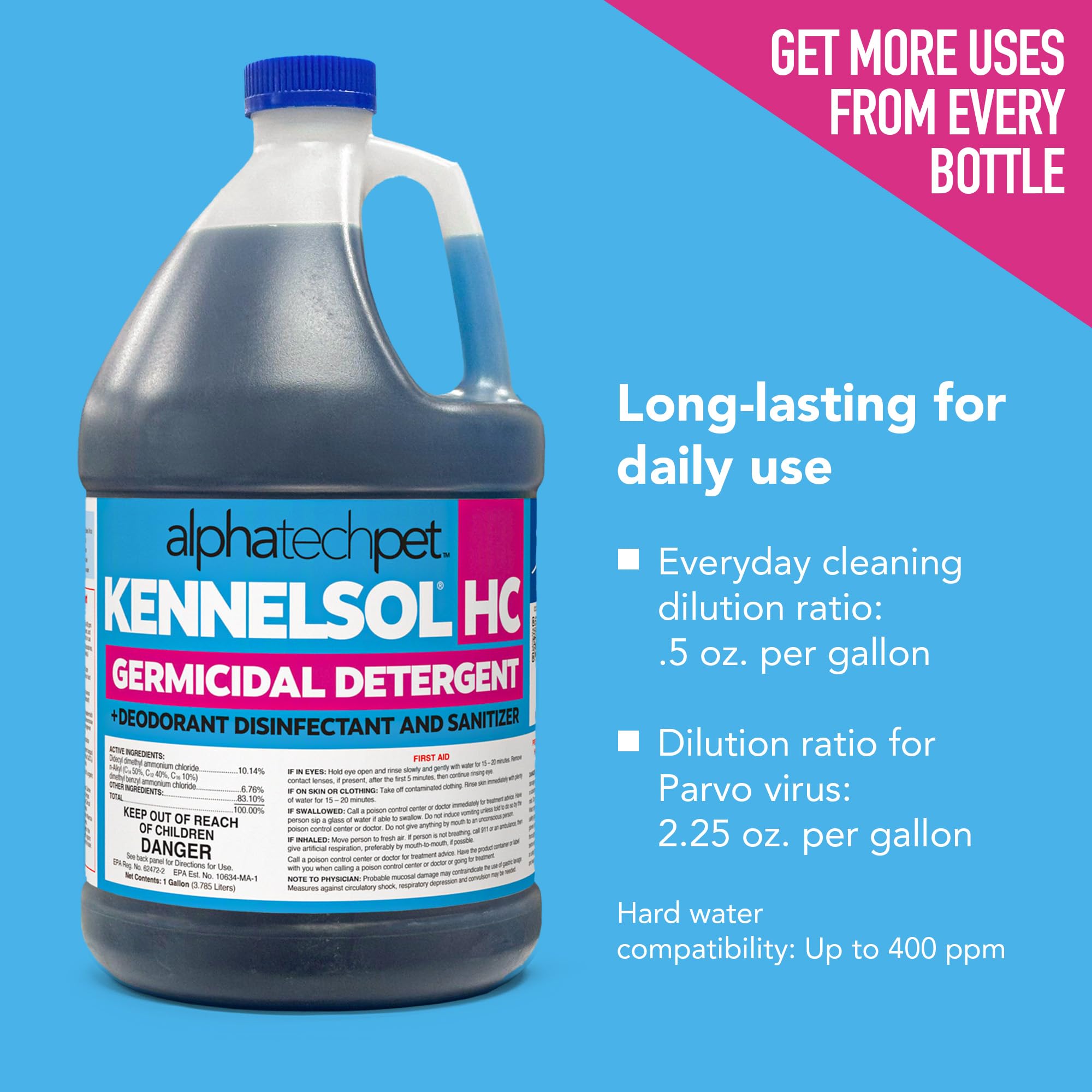 Gallon KennelSol HC with dilution ratio for cost-effective large-area use