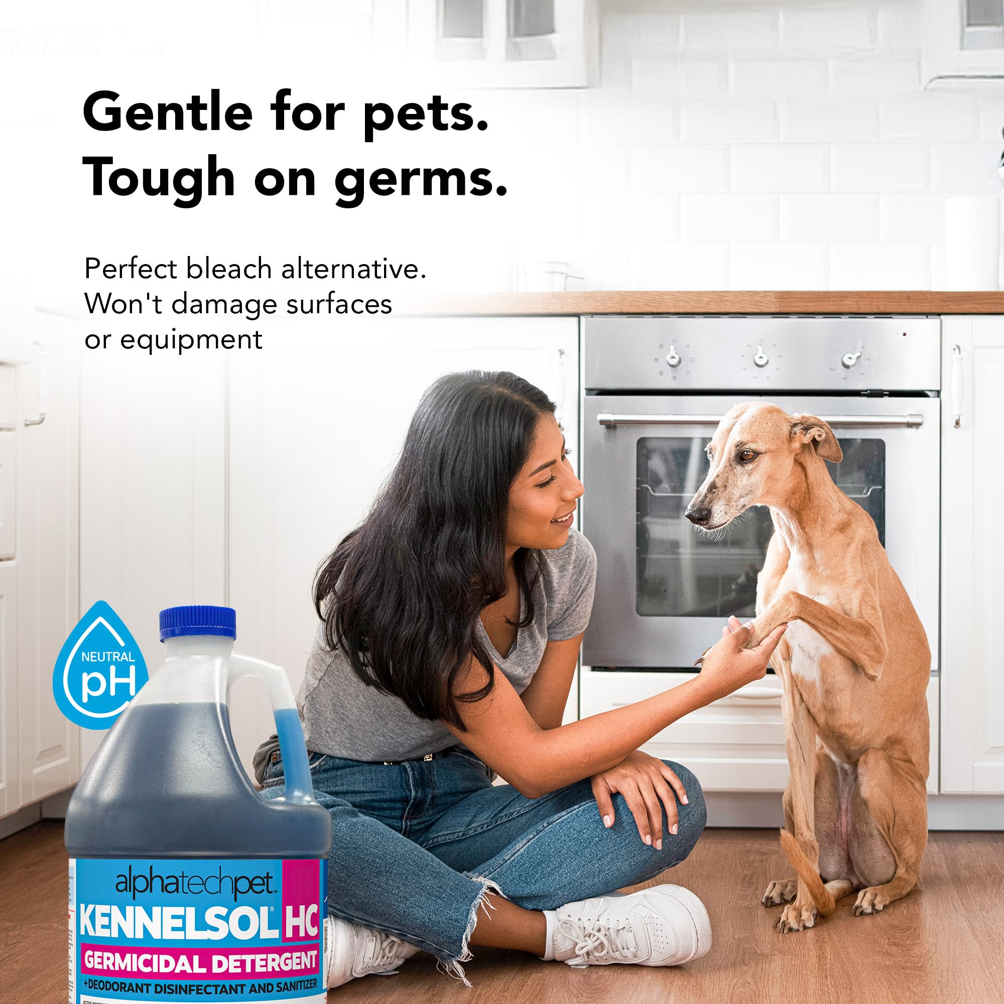 KennelSol HC no-rinse label close-up emphasizing easy cleanup