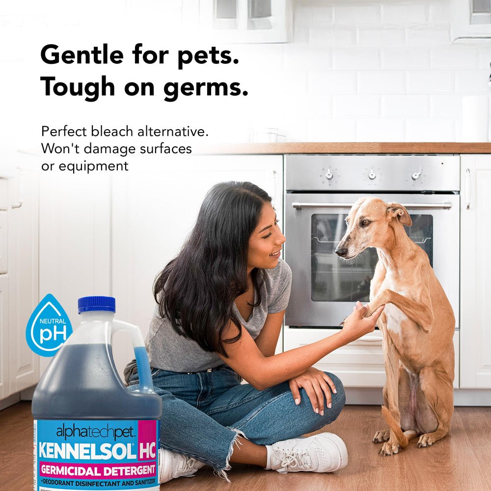 KennelSol HC no-rinse label close-up emphasizing easy cleanup