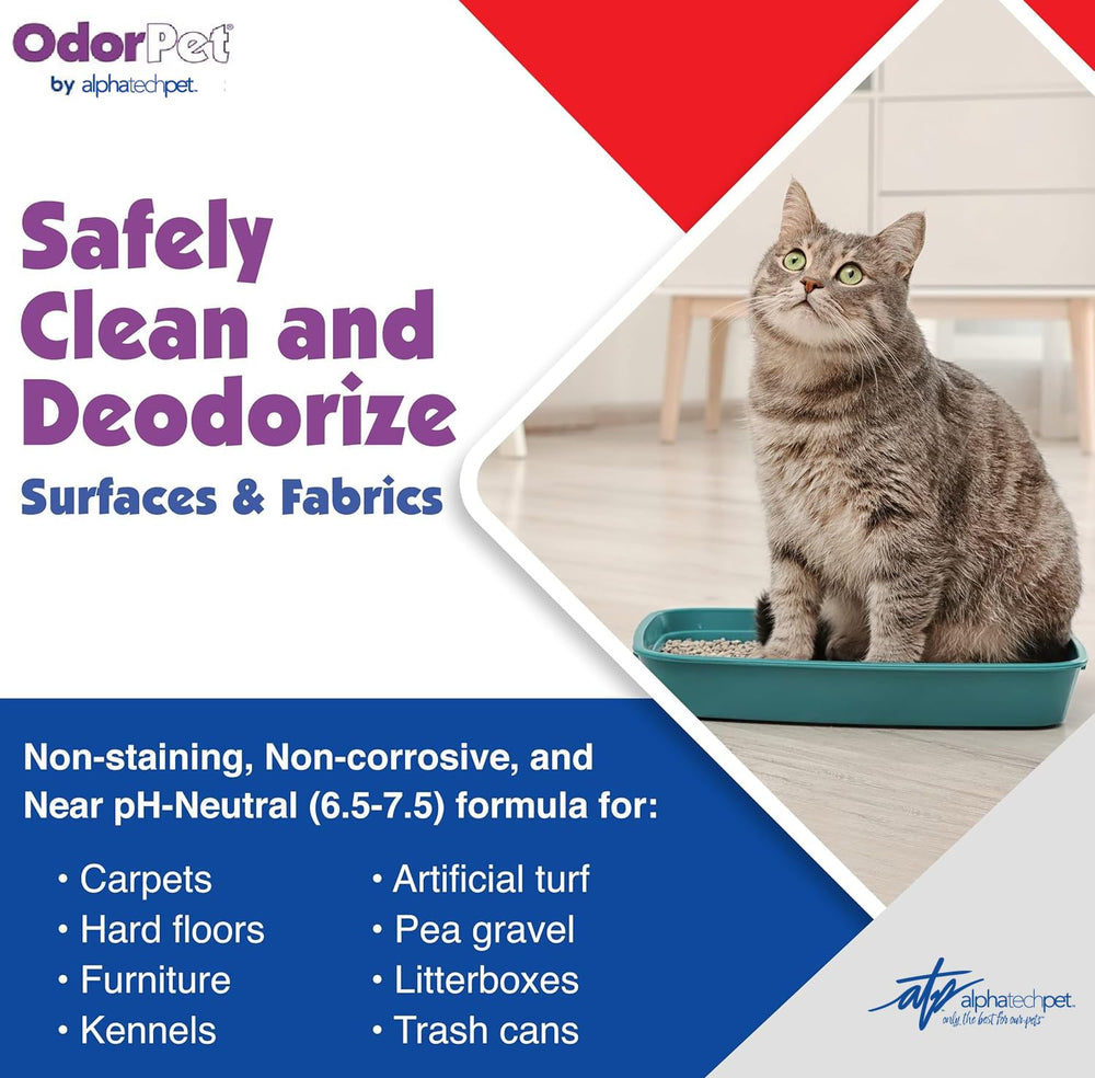 ATP OdorPet lavender scent visuals evoke calming aroma during cleaning sessions.