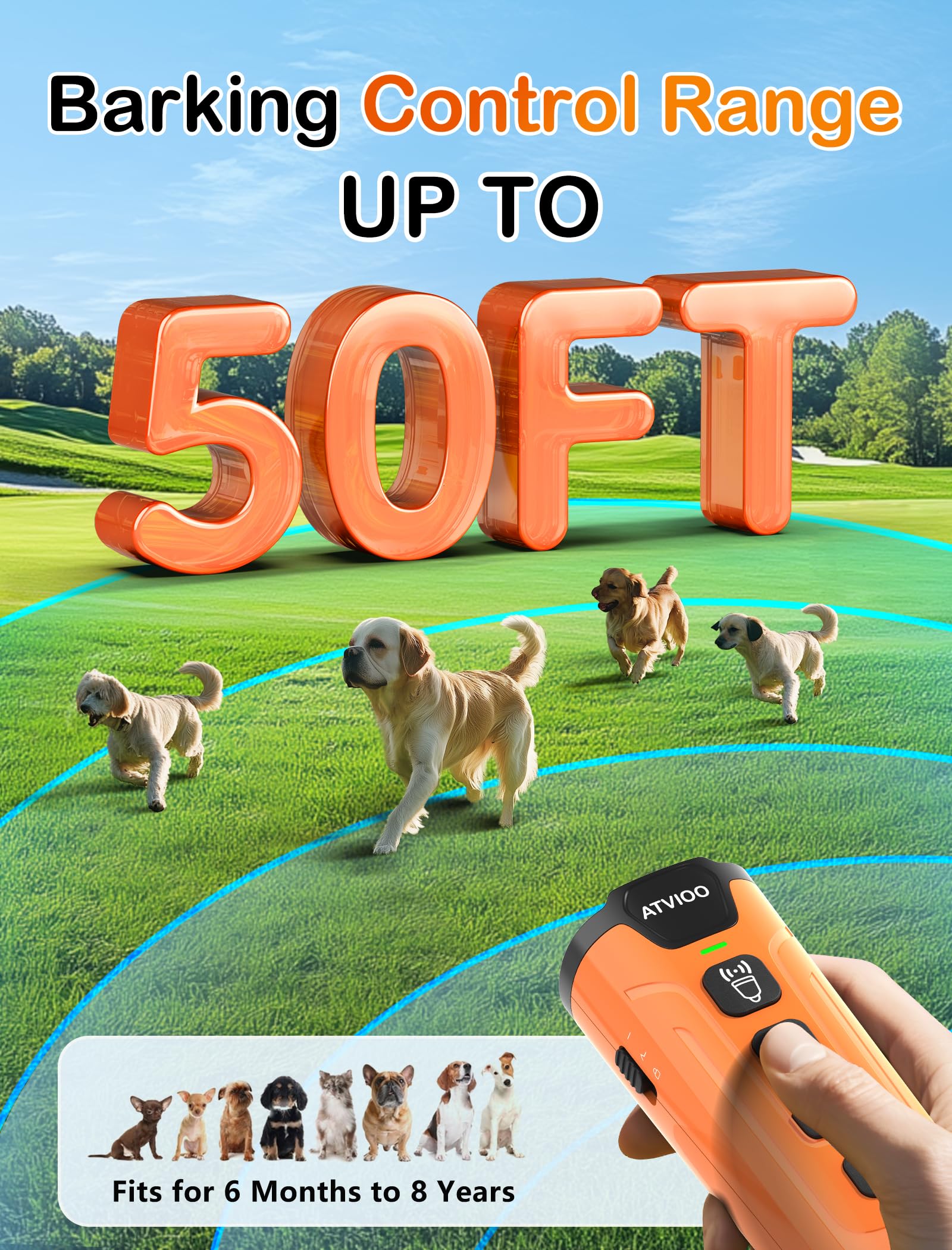 ATVIOO 50ft range in action demonstrates quick humane interruption of barking