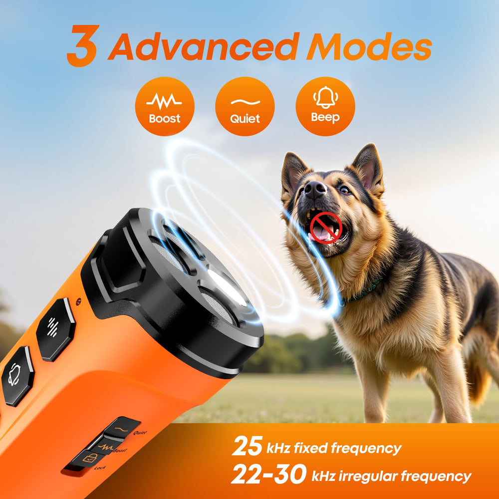 ATVIOO Dog Bark Deterrent 3X emitter close-up highlights focused output.