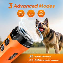 ATVIOO Dog Bark Deterrent 3X emitter close-up highlights focused output.