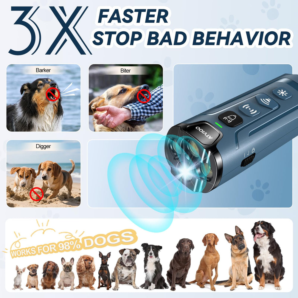 ATVIOO dual-frequency bark sound option aids flexible training for varied dog temperaments