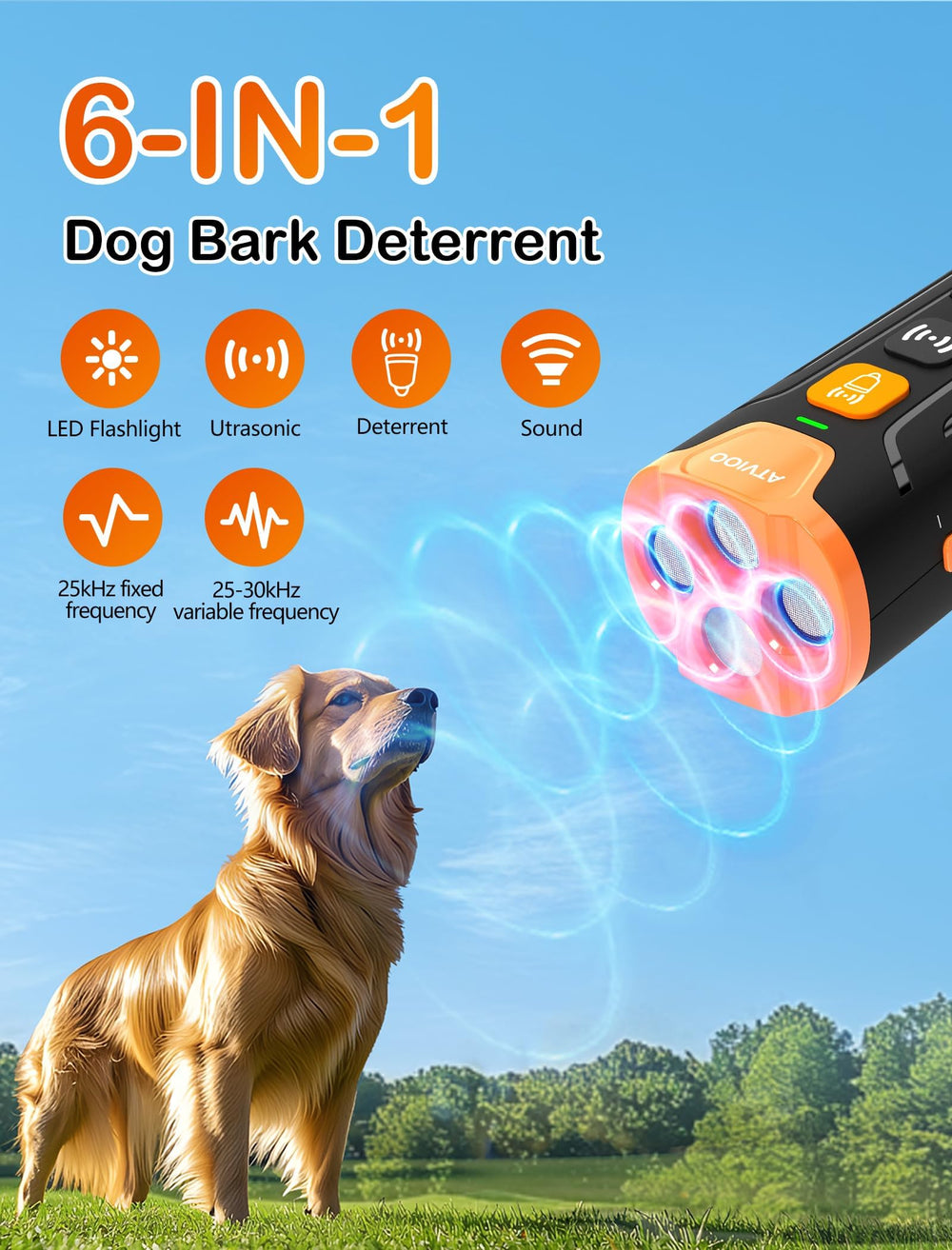 ATVIOO ultrasonic emitters 3x in action for fewer daily barks and neighbor harmony.