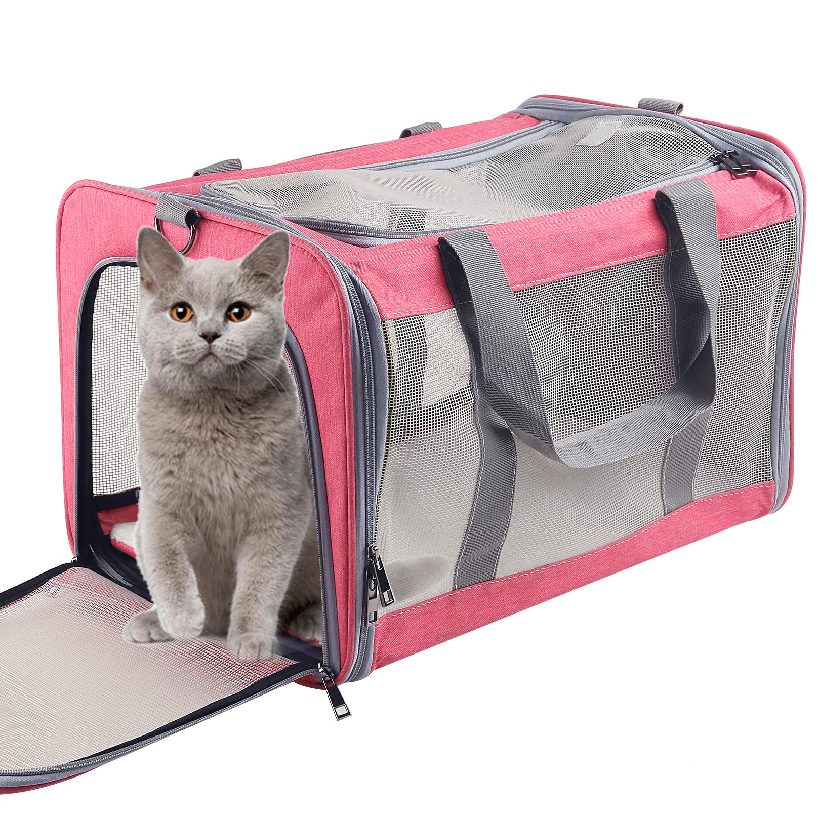 Atvobiy cat-dog carrier large pink open-top for easy pet access during travel