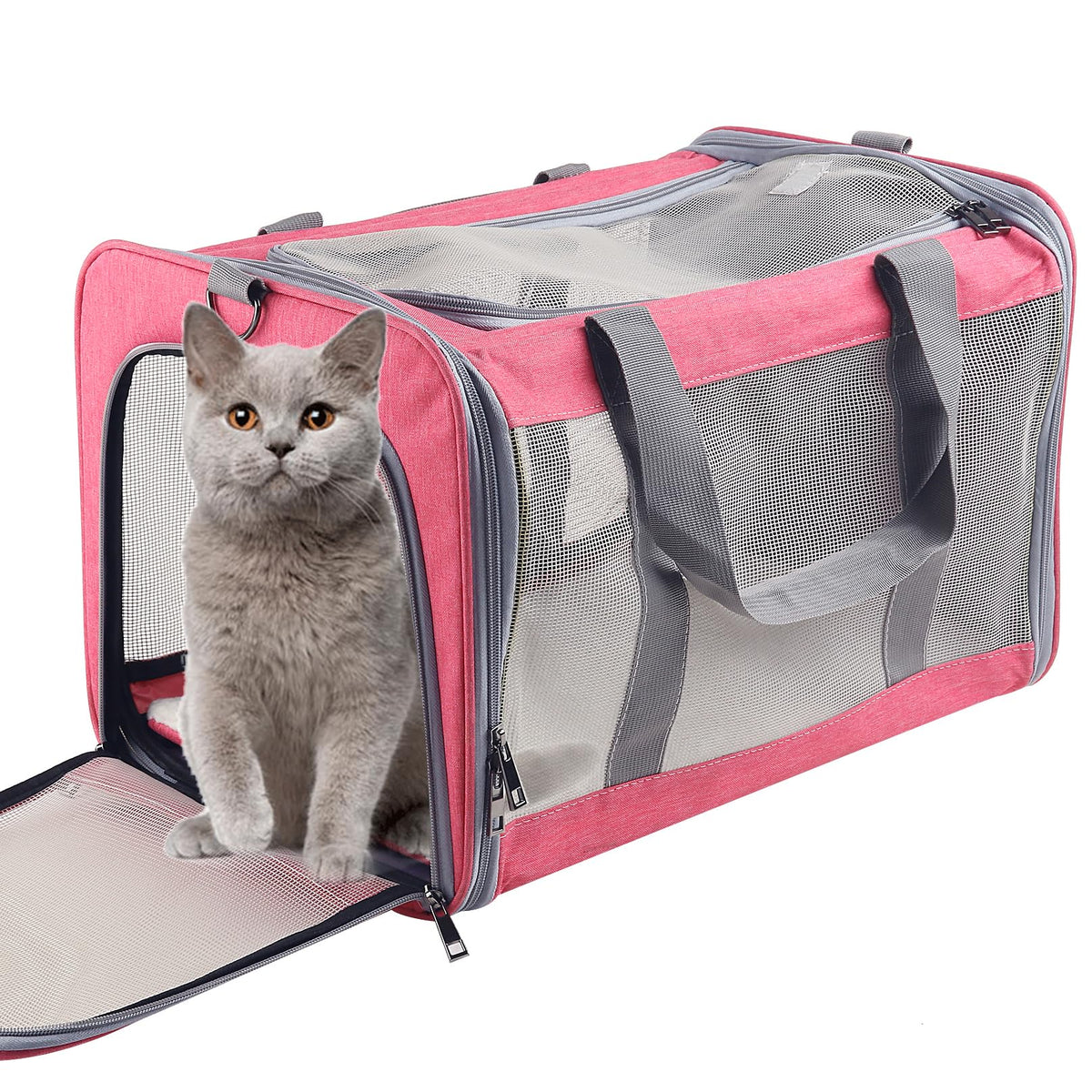 Atvobiy cat-dog carrier large pink open-top for easy pet access during travel