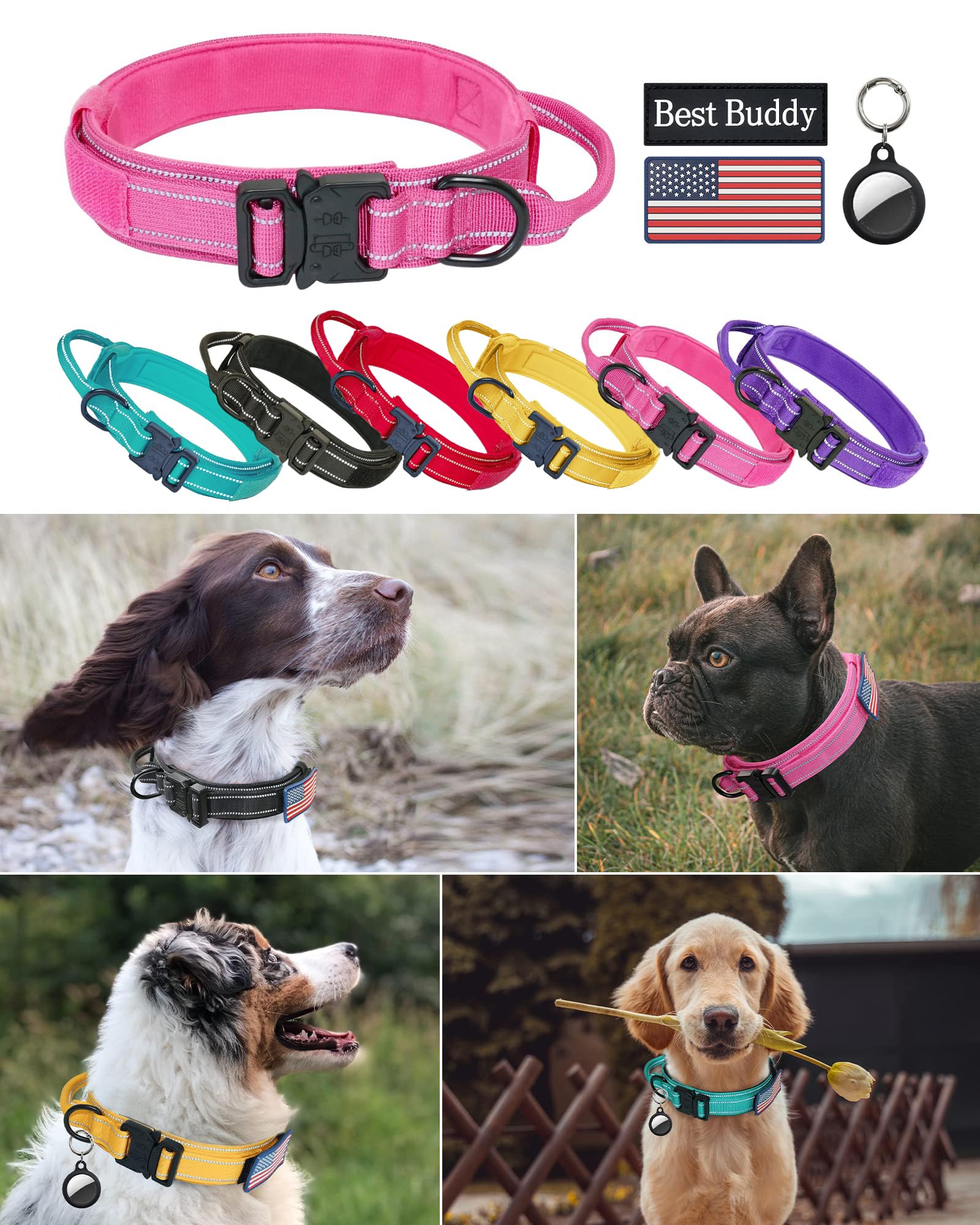 AUBELL adjustable nylon dog collar fits large dogs comfortably