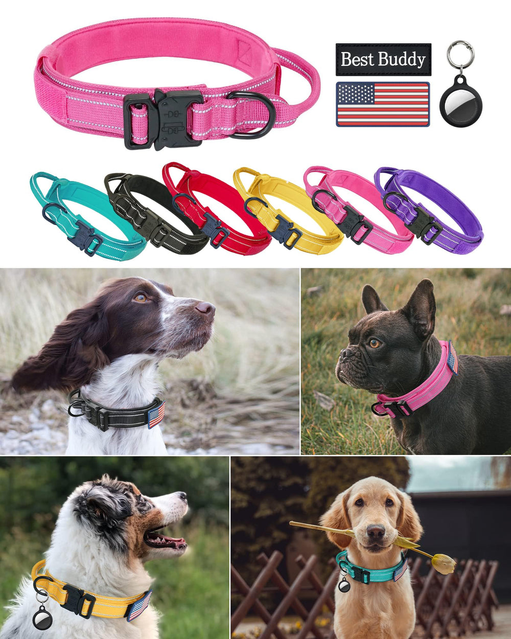 AUBELL adjustable nylon dog collar fits large dogs comfortably
