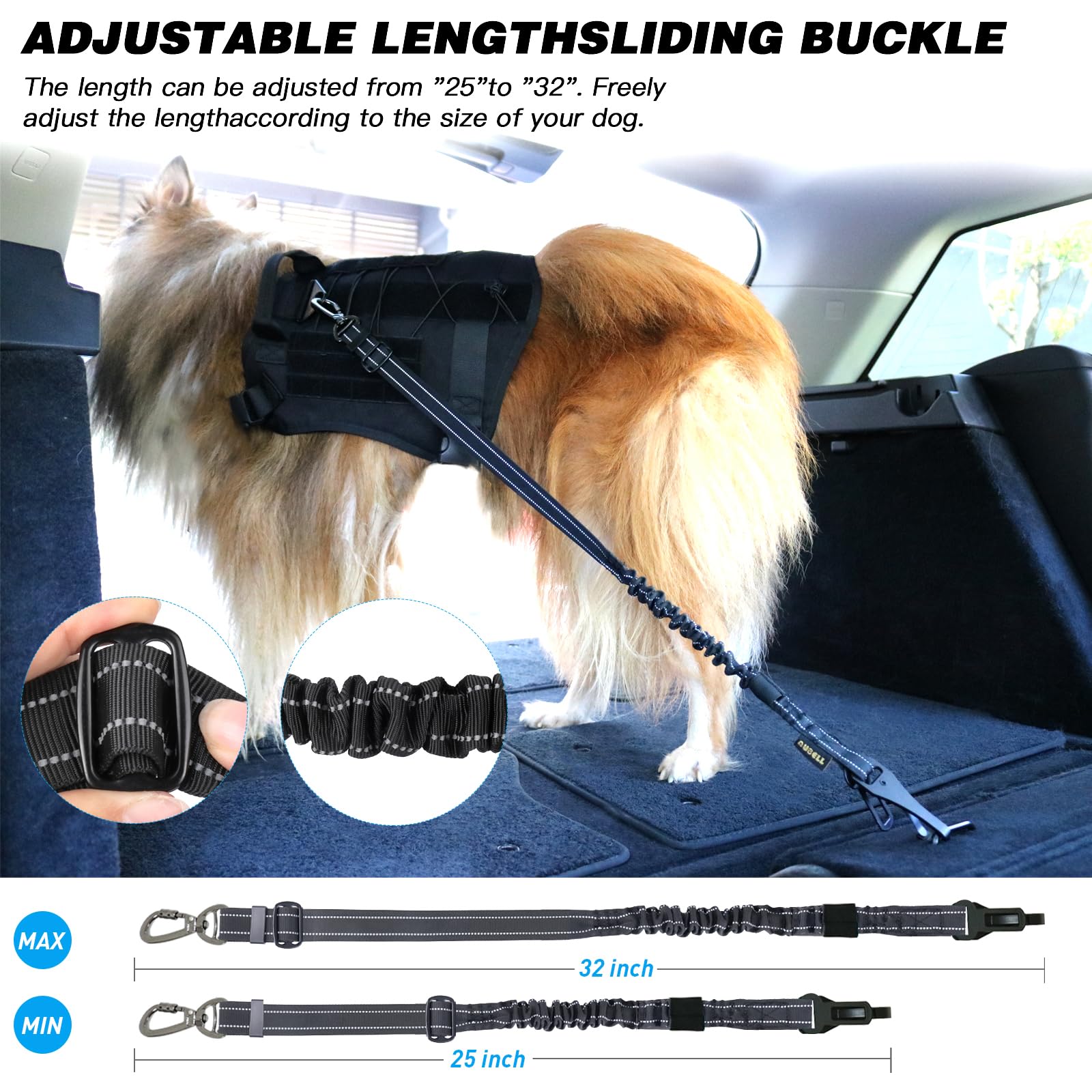 AUBELL clip hook latch and buckle attachment shown for quick, secure installation.