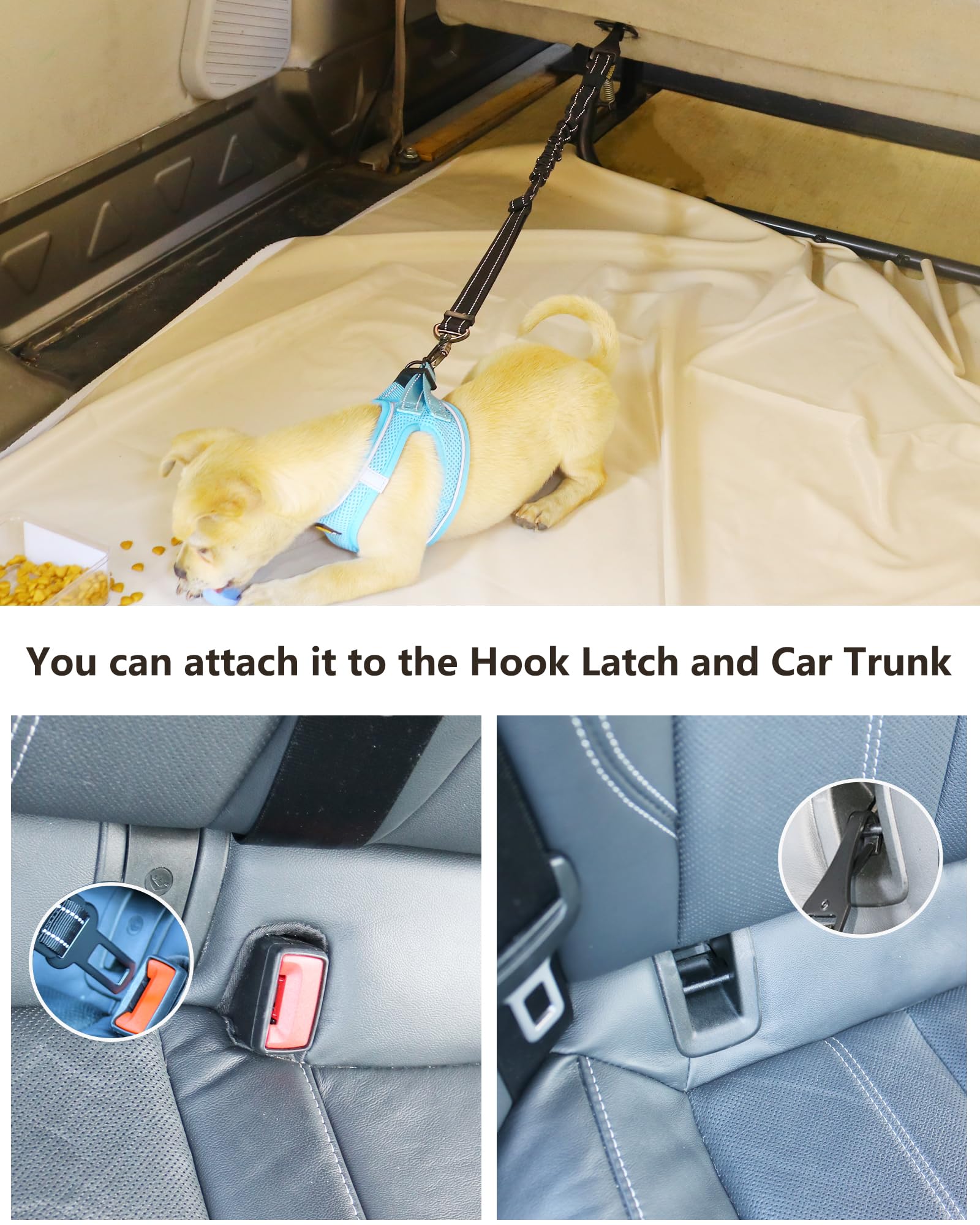 AUBELL seat belt with elastic buffer cushions sudden stops for a calmer, more comfortable ride.