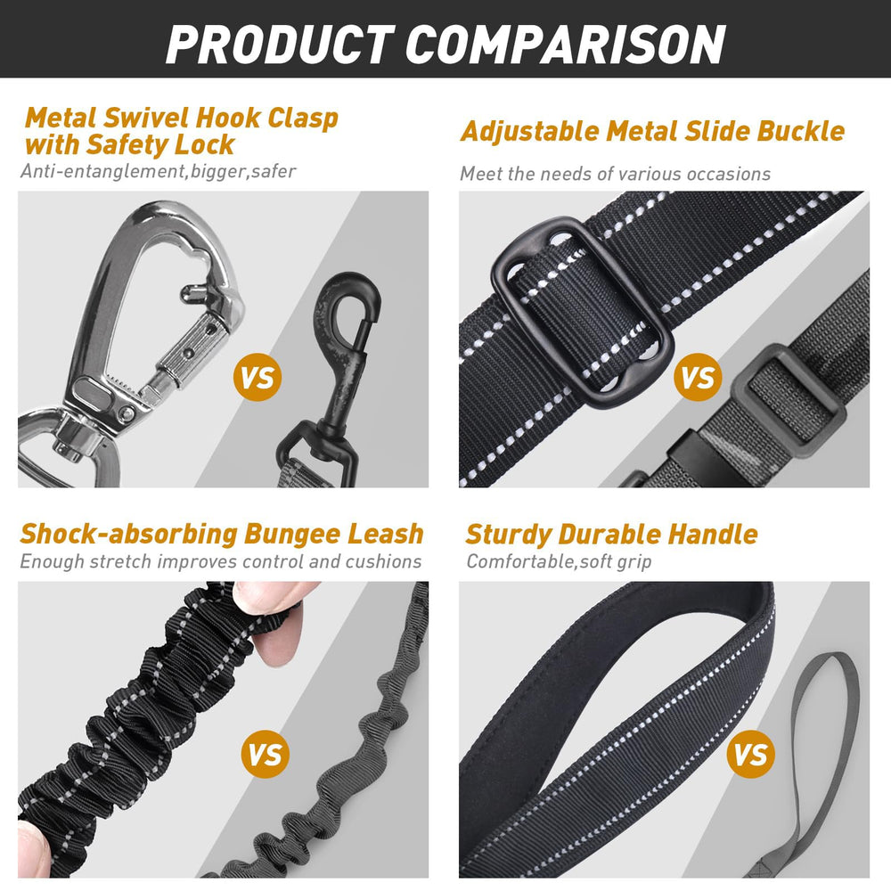 AUBELL Tactical dog leash with 360-degree rotating carabiner for secure, flexible movement.