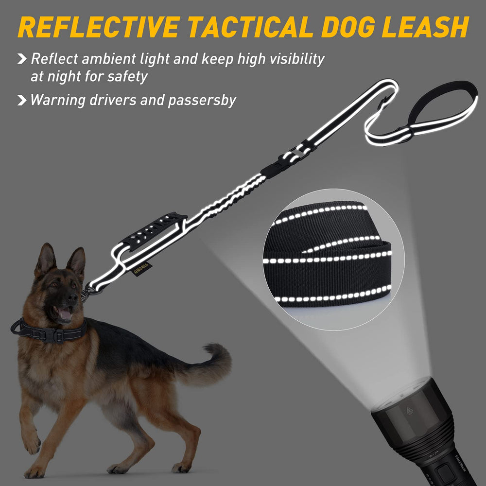 AUBELL Tactical dog leash featuring padded double handles for comfortable control.