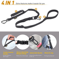 AUBELL Tactical dog leash with reflective thread for high-visibility night walks.