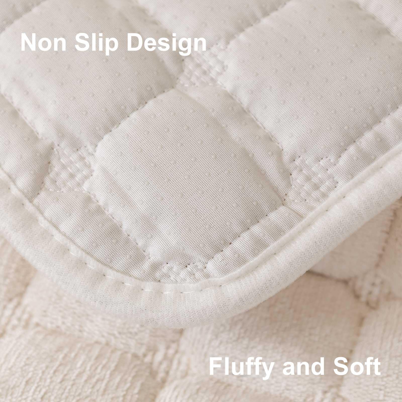Aucrovee Velvet Washable Couch Cover care label shows cold wash and air dry guidance.