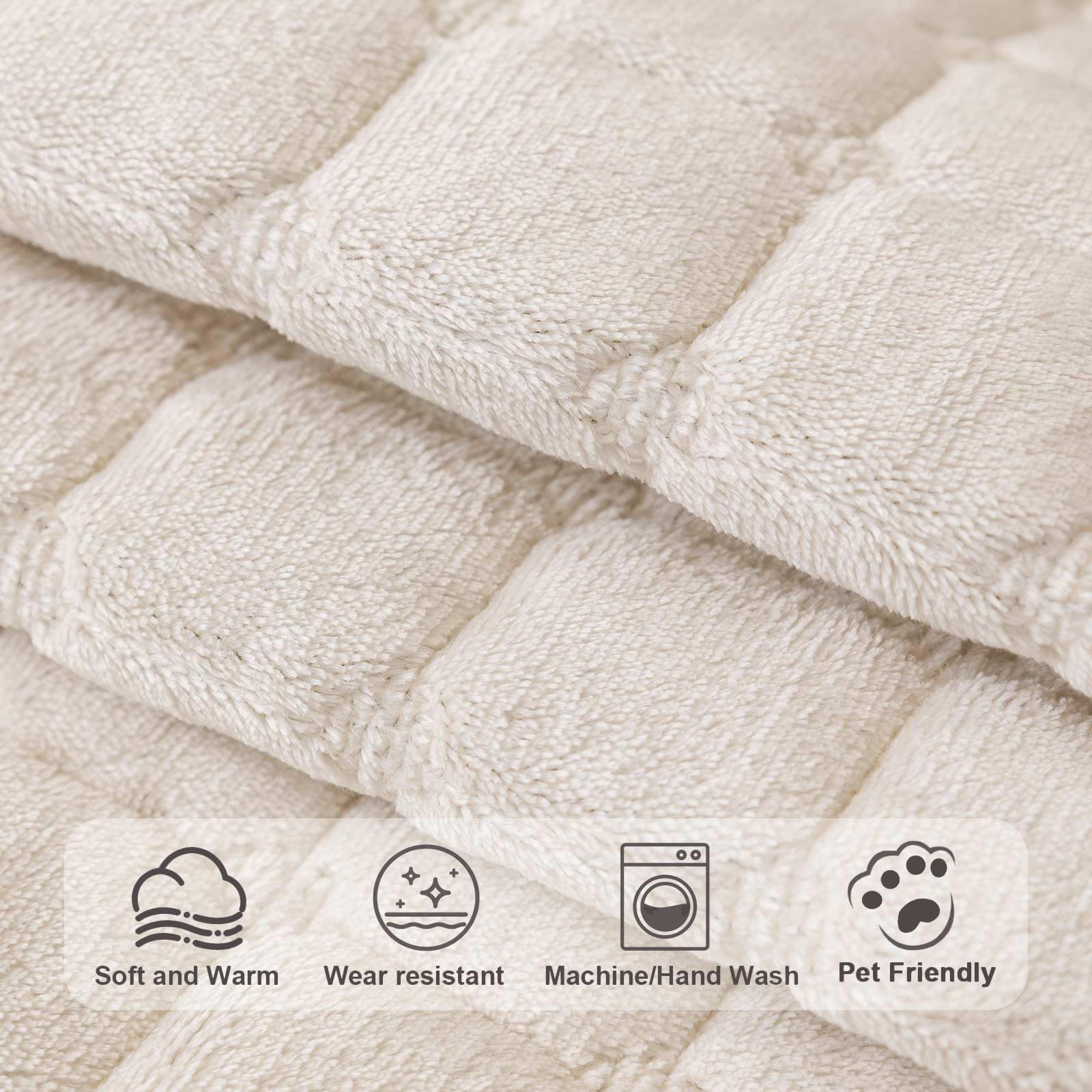 Aucrovee Velvet Washable Couch Cover on sofa illustrates protection against pet hair and mess.