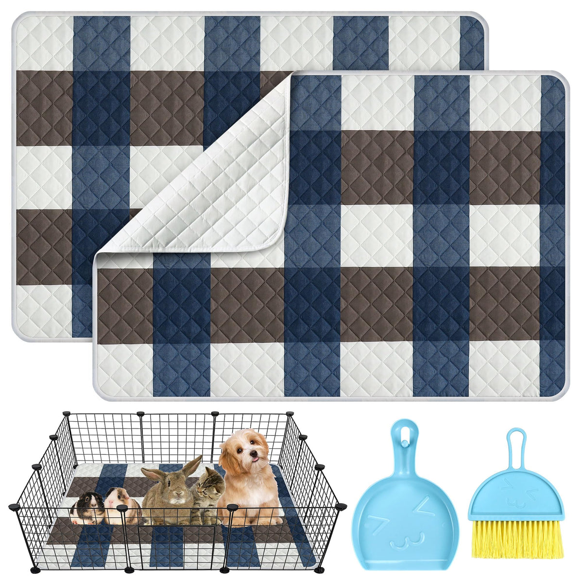 AUDFA 2-pack guinea pig cage liners shown on cage floor for dry cleanliness