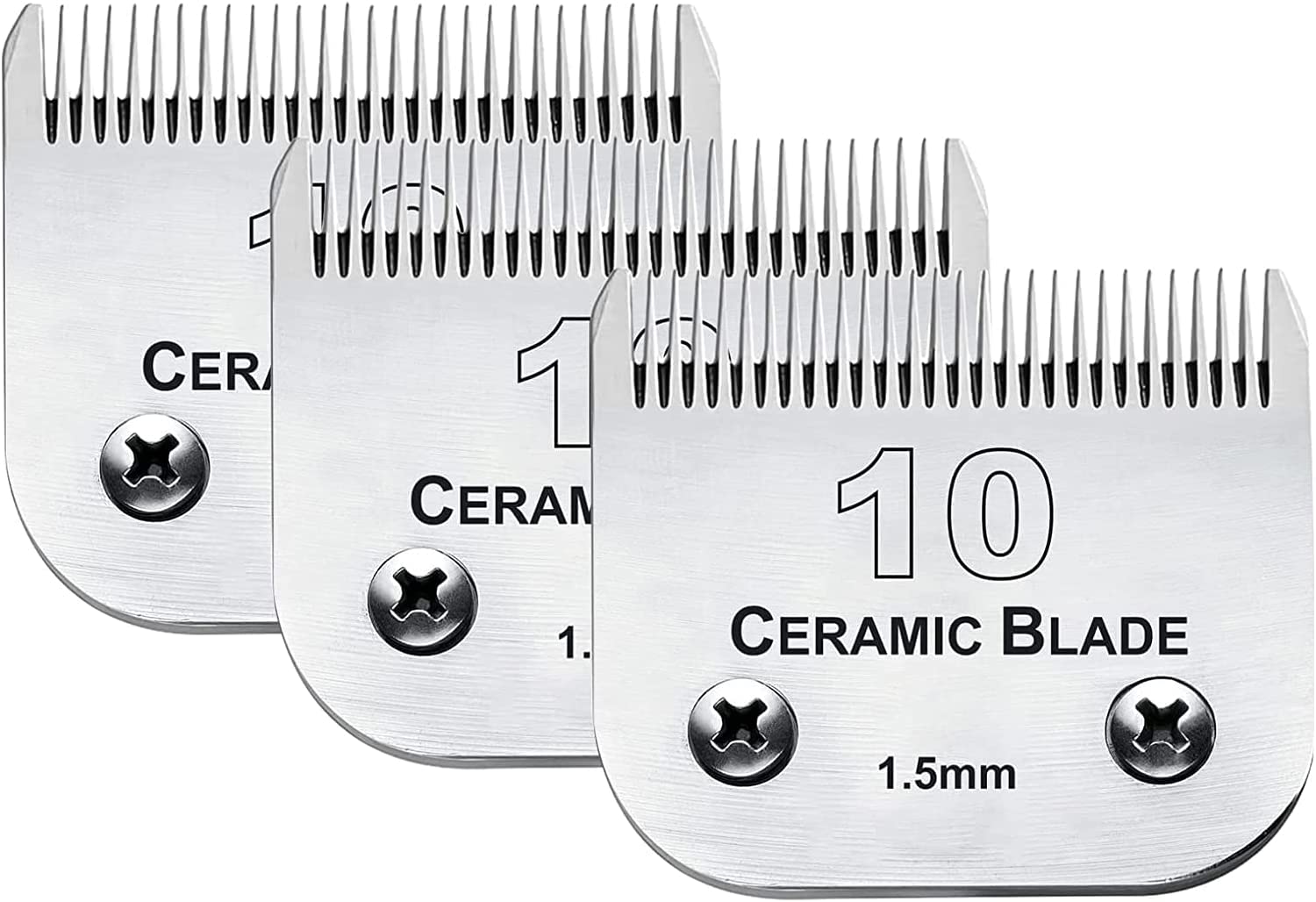 Audoc 3-pack 10-blade dog grooming blades ready for quick trims.