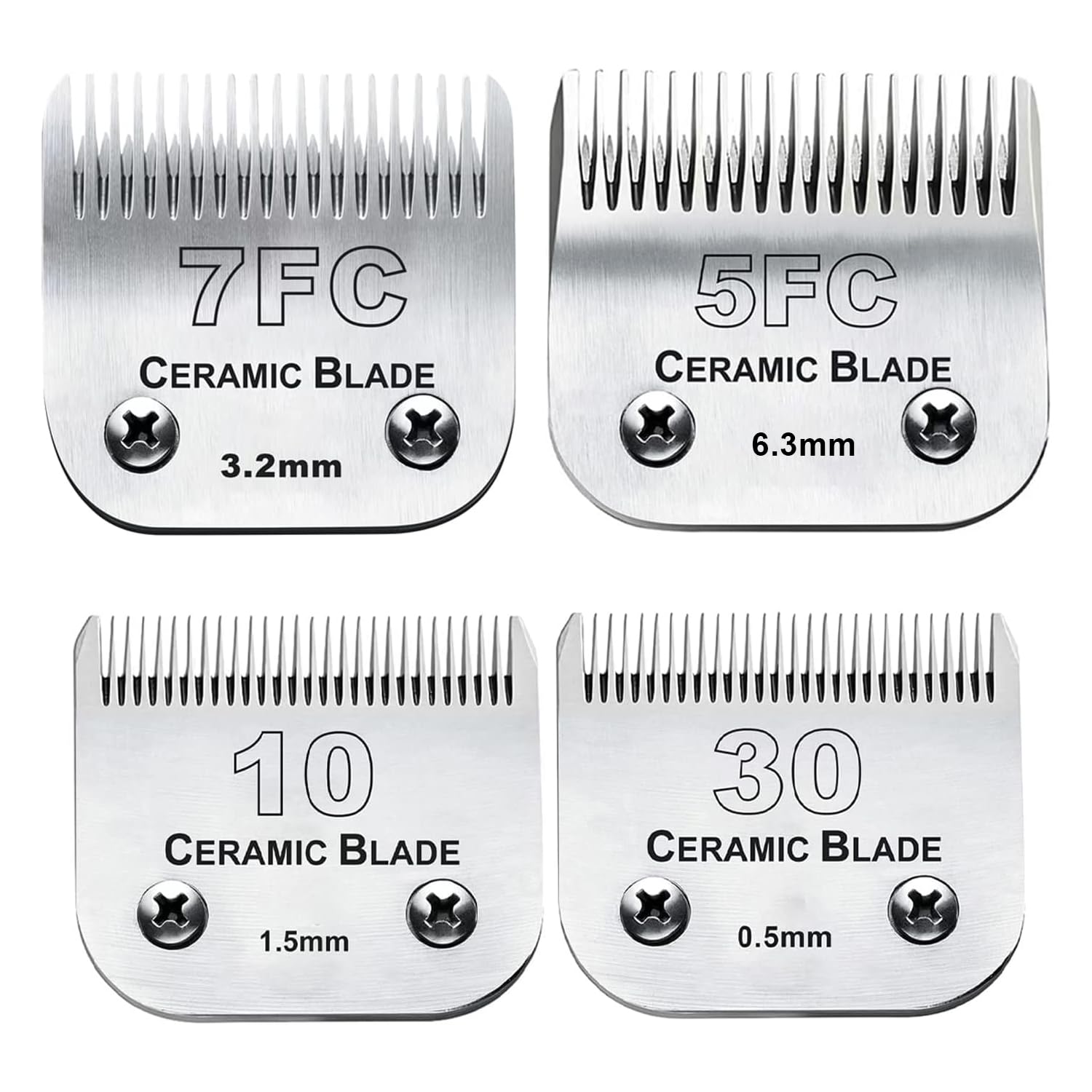 Audoc dog grooming blade 10 close-up shows ceramic-stainless blend for cooler cuts
