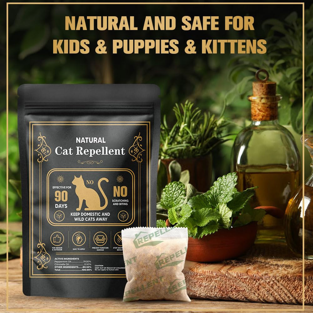 AUDQQM Cat Repellent Packaged 8P with clear usage instructions.