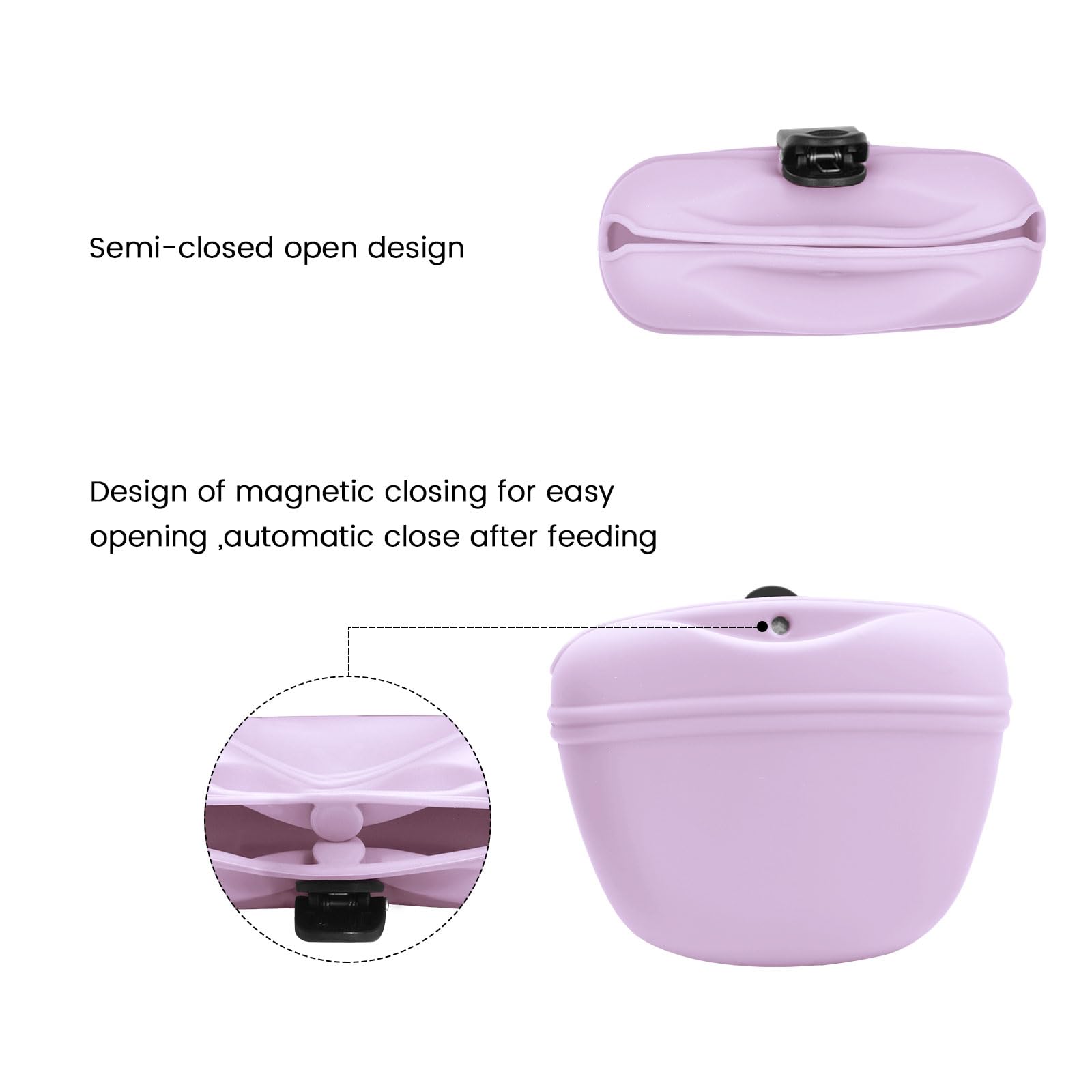 AUDWUD clip-on pouch attached to belt for hands-free treats during walks.