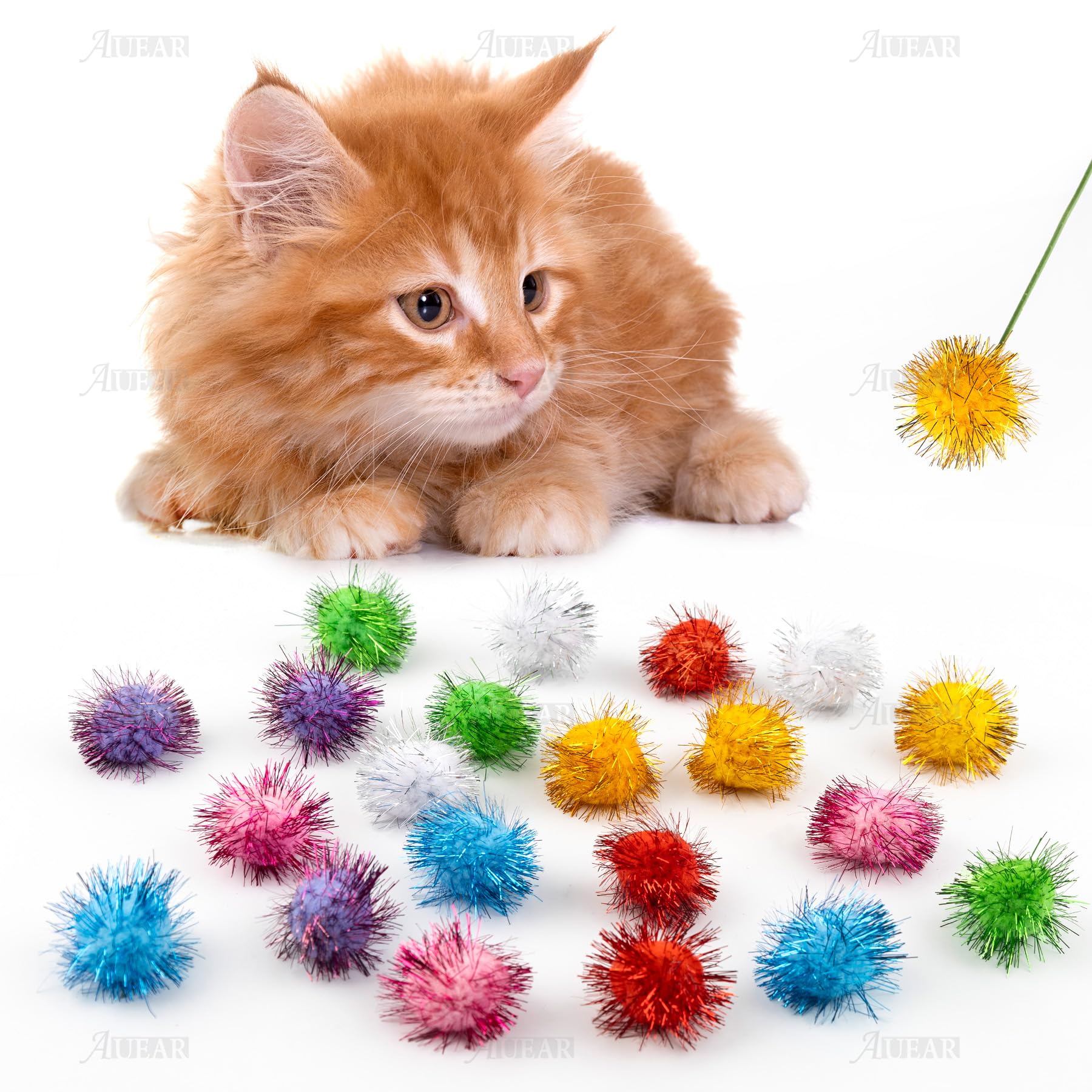 AUEAR sparkle ball chased by wand showing movement and chase appeal for cats