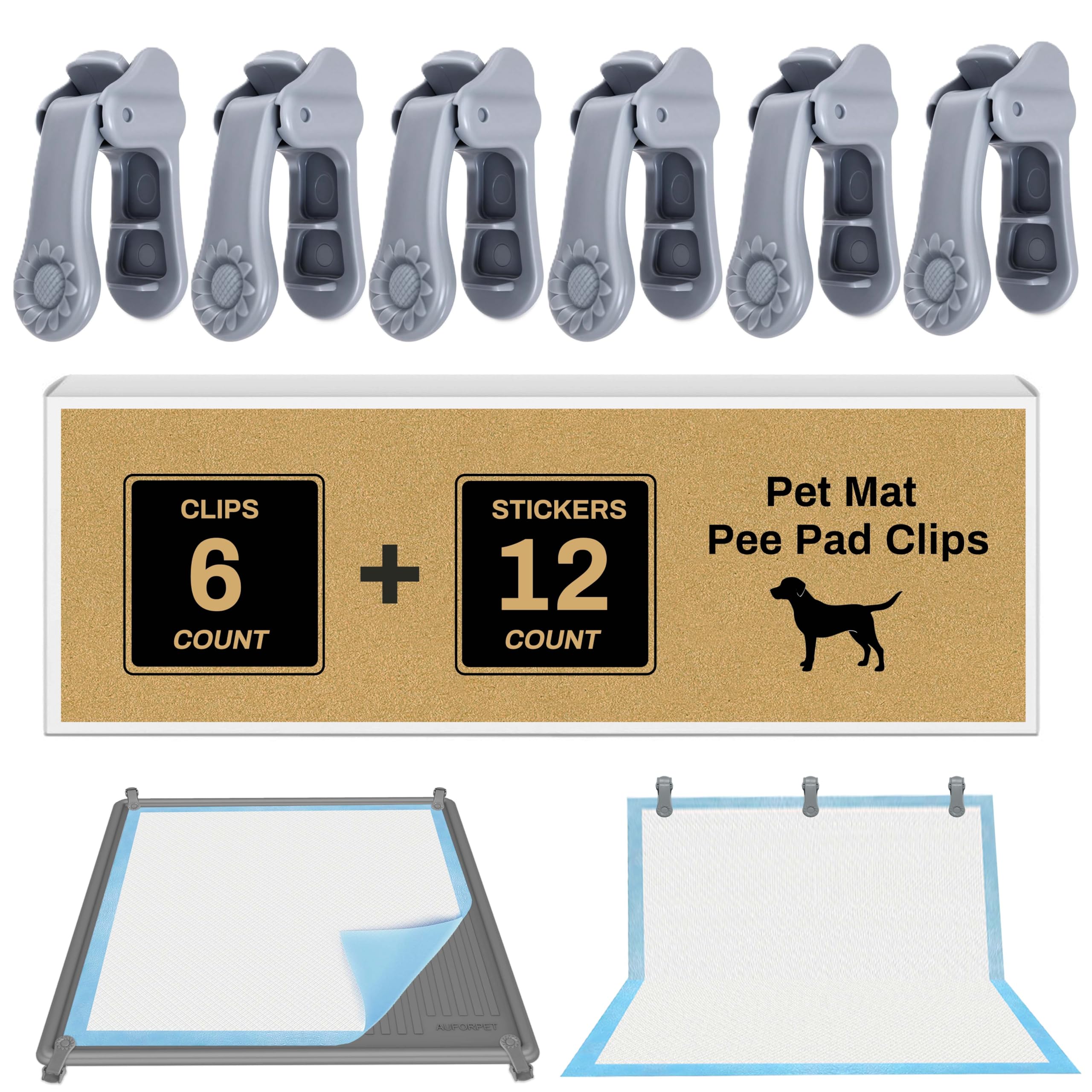 AUFORPET wall pee pad clip assembly demonstrates secure pad mounting for tidy indoor use.