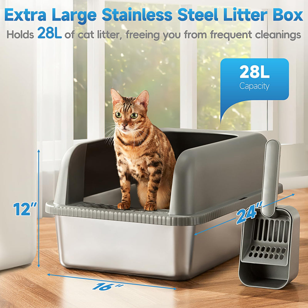 AUFYA litter box scoop stand keeps scooping tools organized and ready.