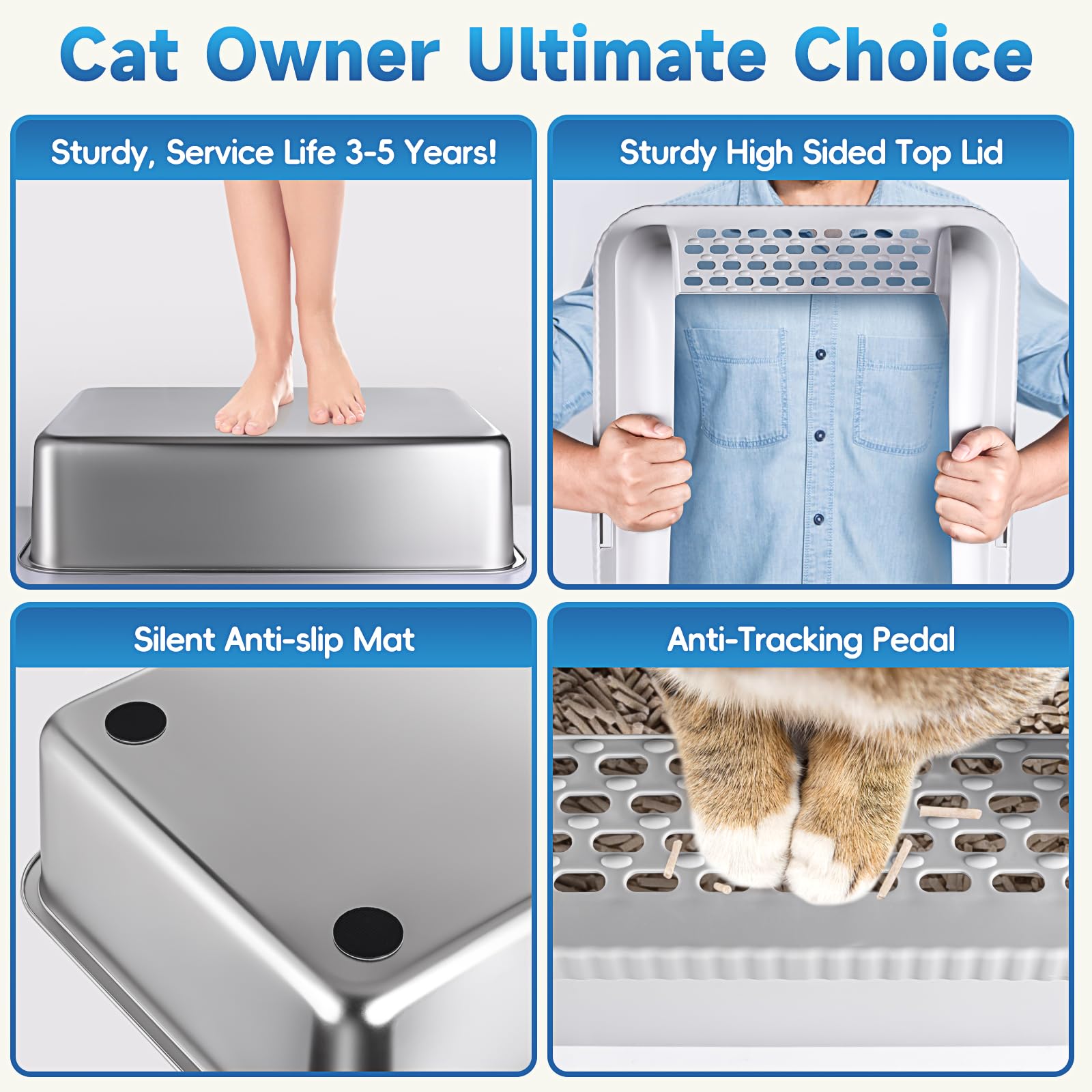 AUFYA stainless steel litter box two-pack color difference shows options for households.