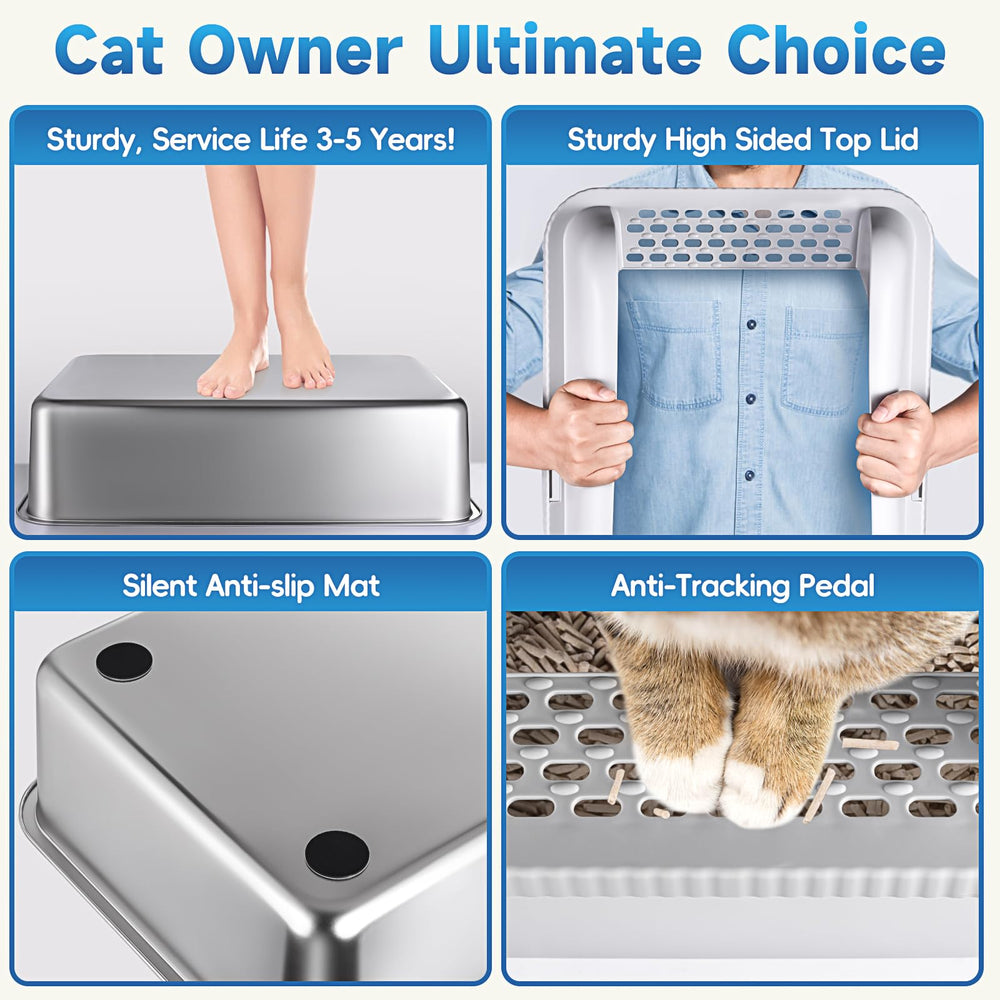 AUFYA stainless steel litter box two-pack color difference shows options for households.