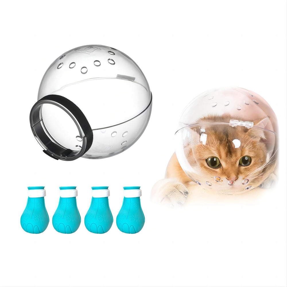 Augegel cat muzzle adjustable helmet for calmer grooming sessions