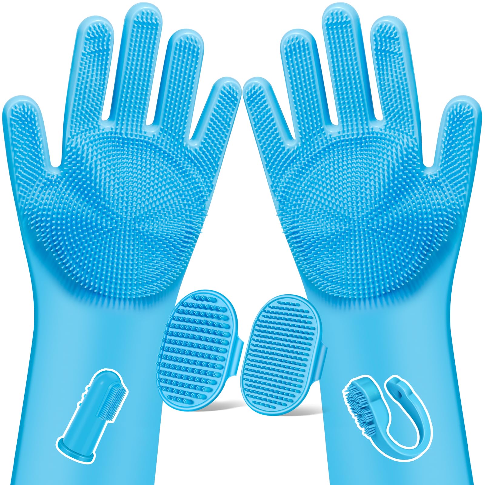 Augwind 6pcs grooming kit gloves for dogs, cats, horses offer gentle brushing and massage.