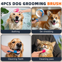 Augwind dog bath brush red handle for easy grip and cleaning.