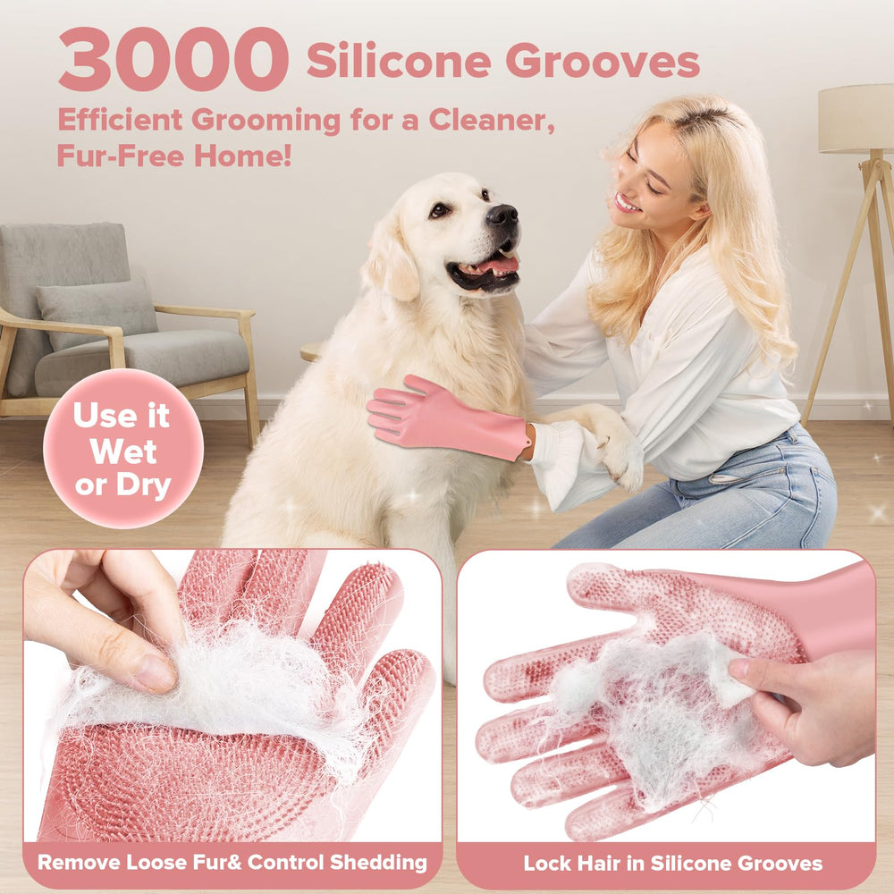 Augwind dog bath gloves silicone texture shown for deep cleaning while reducing shedding.