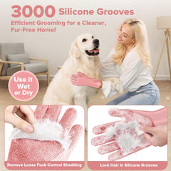 Augwind dog bath gloves silicone texture shown for deep cleaning while reducing shedding.