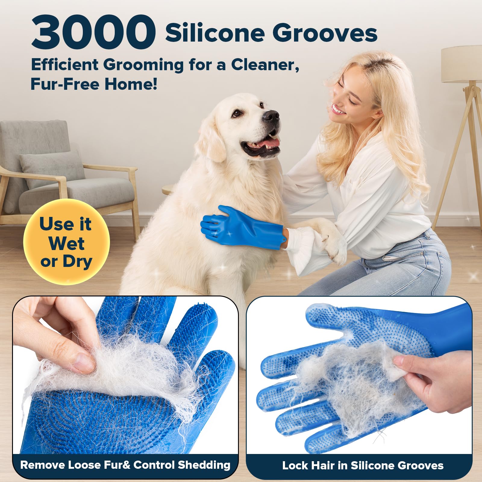 Augwind dog bath gloves silicone tool for gentle massaging and shedding reduction.