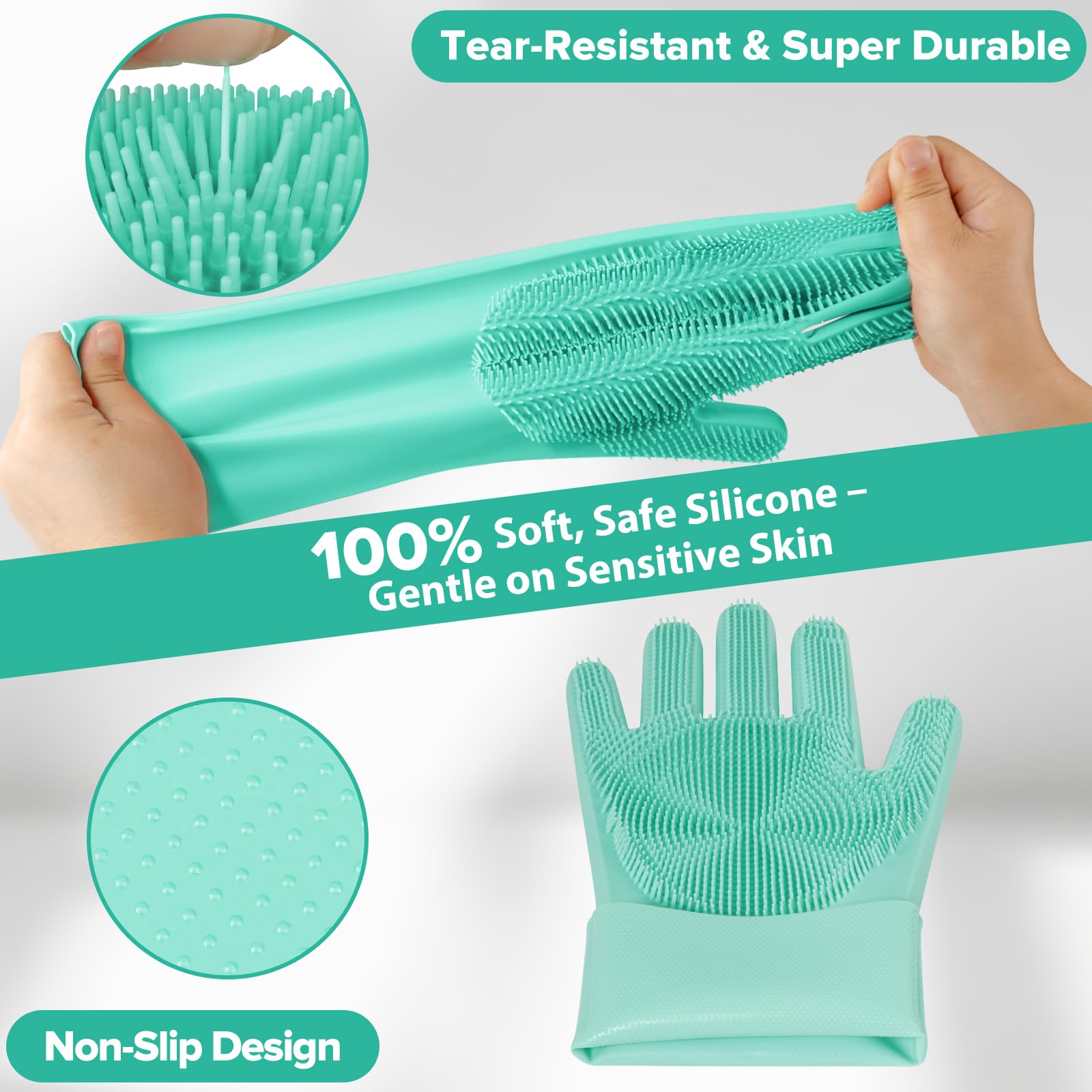 Augwind dog bath gloves help capture loose fur and speed up baths.