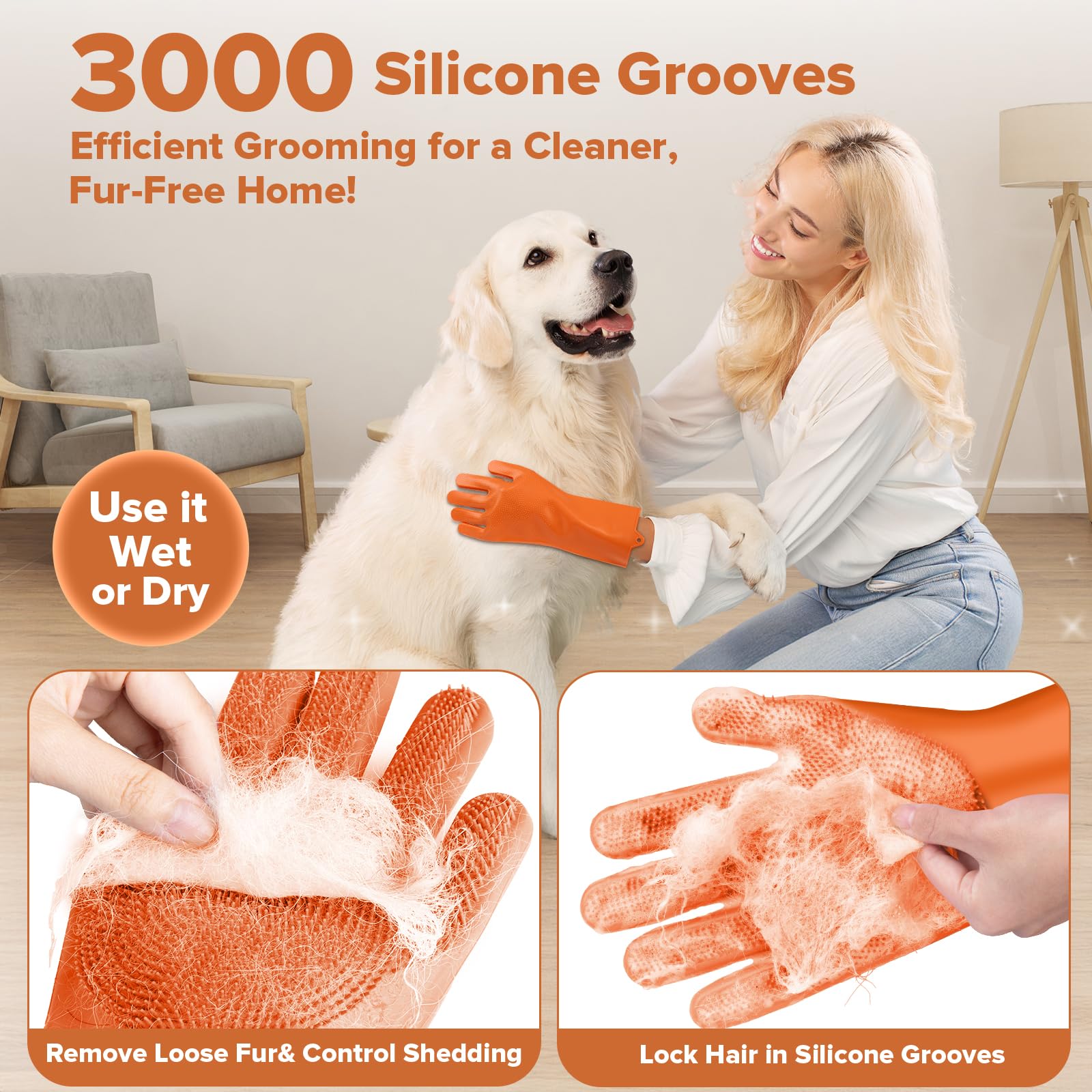 Augwind dog washing brush with ergonomic handle for easy bathing and massaging.