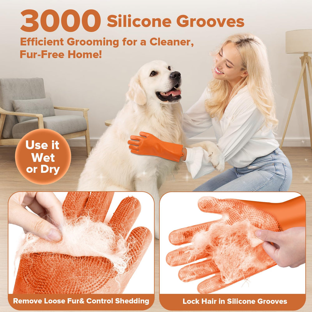 Augwind dog washing brush with ergonomic handle for easy bathing and massaging.