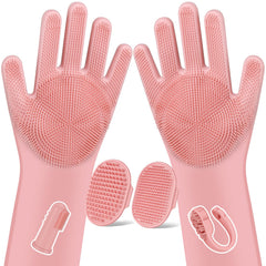 Augwind pet grooming kit gloves closeup with soft silicone tips for gentle bathing and massaging.